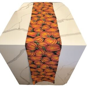 Halloween Pumpkin Orange 8 Placemats + Runner Woven Tapestry Autumn